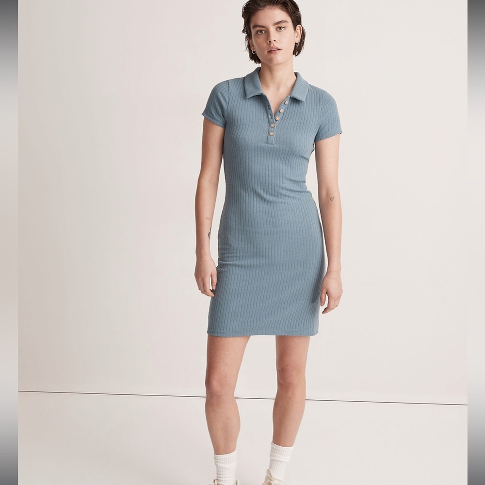 Madewell Ribbed Polo Knit Mini Dress- NWT